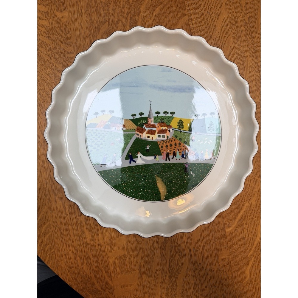 Villeroy & Boch Vilbofour Naif Wedding Quiche, Pie Tart Serving Dish 11.5 inch